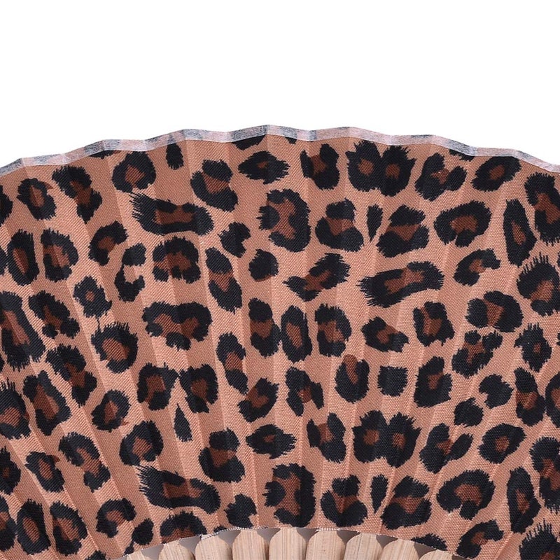 Salutto Hand Fan Bamboo Leopard Printed Folding Fan Cotton For Party Wedding Gift with Fan Cover - Image 5